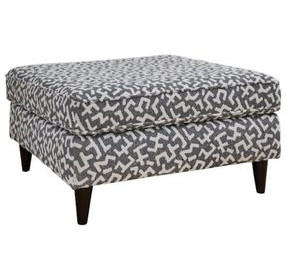 Contour Natural Black and White Performance Fabric Square Cocktail Ottoman