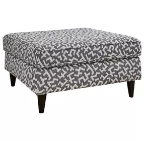 Contour Natural Gray and White Performance Fabric Upholstered Square Cocktail Ottoman