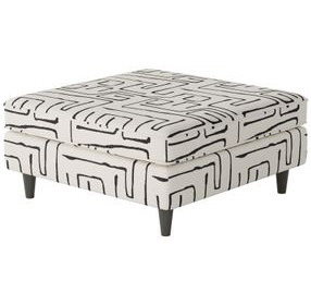 Durango Pewter Gray and White Performance Fabric Square Cocktail Ottoman