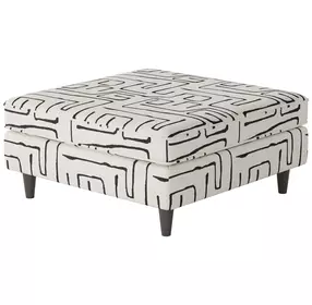 Durango Pewter Gray and White Performance Fabric Upholstered 38" Square Cocktail Ottoman