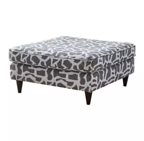 Scarborough Steel Gray and White Upholstered Square Cocktail Ottoman