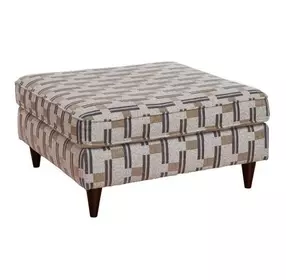 Seluna Truffle Beige and Brown Performance Fabric Upholstered Square Cocktail Ottoman