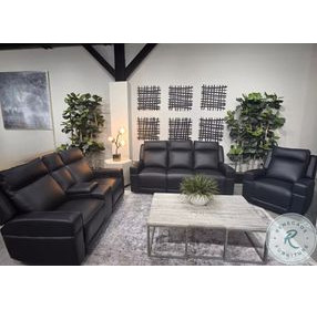 Valley Black Leather Zero Gravity Power Reclining Living Room Set with Power Headrest and USB Charging
