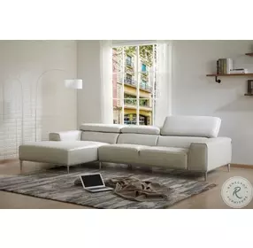 Lecoultre Light Grey Leather LAF Sectional
