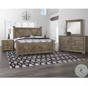 Cool Rustic Stone Grey Poster Bedroom Set With X Footboard