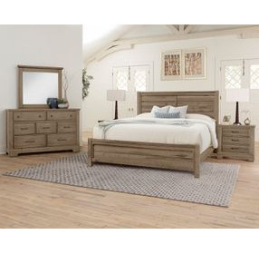 Cool Rustic Stone Gray Plank Panel Bedroom Set