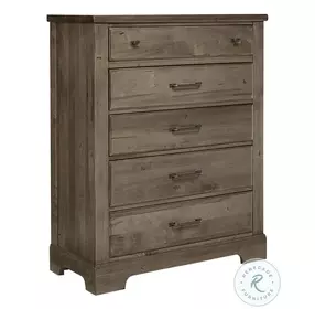 Cool Rustic Stone Grey 5 Drawer Chest