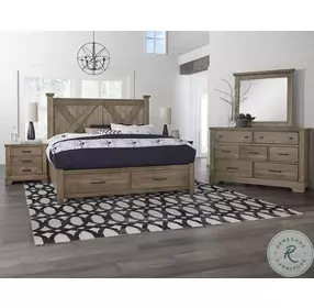 Cool Rustic Stone Grey Bedroom Set With Footboard Storage