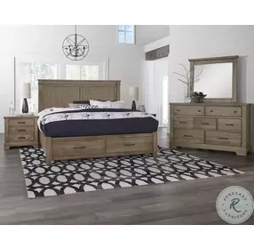 Cool Rustic Stone Grey Mansion Bedroom Set With Footboard Storage