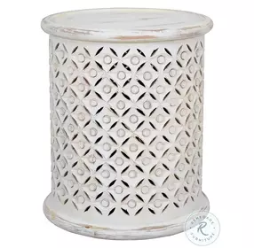 Decker Antique White Small Drum Table