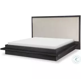 Westwood Dark Charred Oak Queen Upholstered Panel Bed