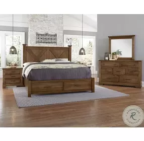 Cool Rustic Amber Poster Bedroom Set With Footboard Storage