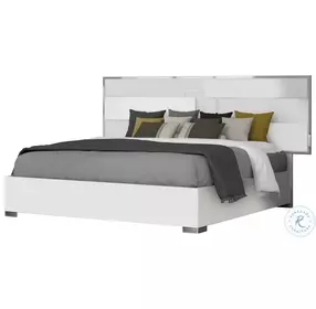 Infinity White Bianco Lucido King Panel Bed