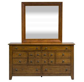 Heritage Lodge Aged Oak 7 Drawer Dresser with Mirror