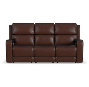 Oasis Truffle Leather 83" Zero Gravity Power Reclining Sofa with USB Charging and Heat Massage