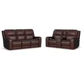 Oasis Truffle Leather Zero Gravity Power Reclining Living Room Set
