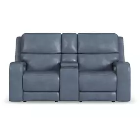 Oasis Storm Leather 76" Zero Gravity Power Reclining Loveseat with USB Charging and Heat Massage
