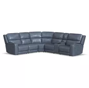 Oasis Storm Leather Zero Gravity 6 Piece Modular Power Reclining Sectional with Heat Massage and USB Charging