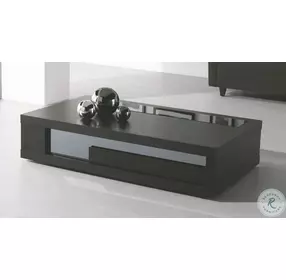 900-A Dark Oak Modern Glass Coffee Table