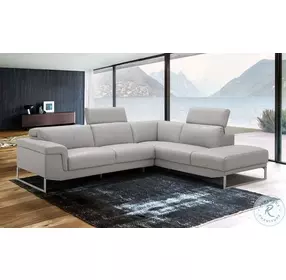 Athena Light Grey Leather RAF Sectional