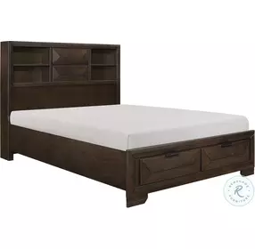 Chesky Warm Espresso King Storage Bookcase Bed