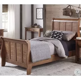 Grandpa's Cabin Aged Oak Full Sleigh Bed