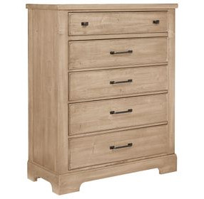 Cool Rustic Clear Maple 5 Drawer Chest