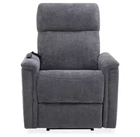 Luma Petite Gray Performance Fabric Power Lift Recliner with USB Charging and Power Lumbar