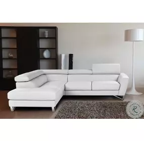 Sparta White Italian Leather LAF Sectional