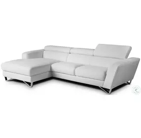 Sparta Mini White Italian Leather Chaise LAF Sectional