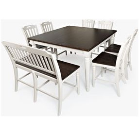 Orchard Park Brown and Soft Gray 8 Piece Counter Height Dining Set with Bench