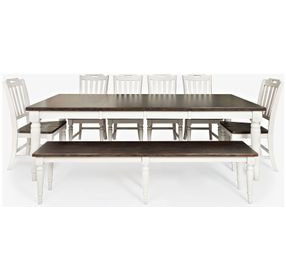 Orchard Park Brown and Soft Gray 8 Piece Dining Set with Bench