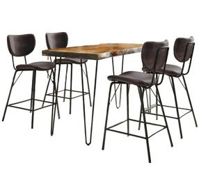 Nature's Edge Chestnut and Dark Brown Upholstered 5 Piece Counter Height Dining Set