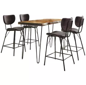 Nature's Edge Chestnut and Dark Brown Upholstered 5 Piece Counter Height Dining Set
