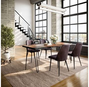 Nature's Edge Chestnut and Dark Brown Upholstered 5 Piece Dining Set