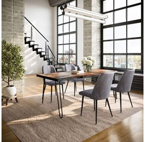 Nature's Edge Chestnut and Gray Upholstered 5 Piece Dining Set