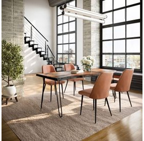 Nature's Edge Chestnut and Light Brown Upholstered 5 Piece Dining Set