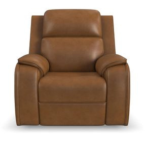 Ziggy Brown Leather Zero Gravity Power Recliner with Heat Massage and USB Charging