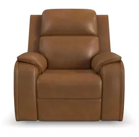 Ziggy Brown Leather Zero Gravity Power Recliner with Heat Massage and USB Charging