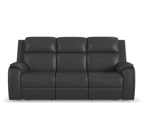 Ziggy Ash Gray Leather 89" Zero Gravity Power Reclining Sofa with USB Charging and Heat Massage