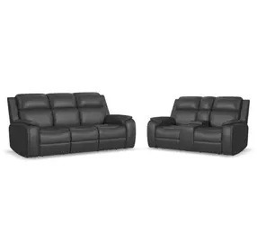 Ziggy Ash Gray Leather Zero Gravity Power Reclining Living Room Set