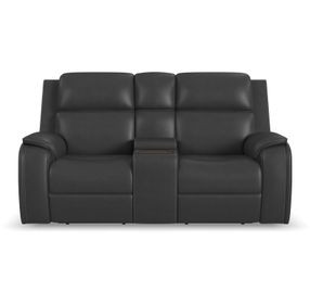 Ziggy Ash Gray Leather 79" Zero Gravity Power Reclining Loveseat with USB Charging and Heat Massage