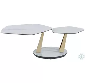 Orleans White Ceramic and Gold Coffee Table