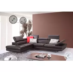 A761 Slate Coffee Italian Leather LAF Sectional