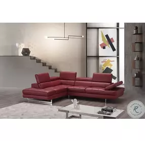 A761 Red Italian Leather Chaise LAF Sectional