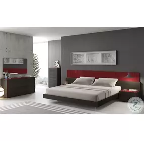 Lagos Red Gloss Lacquer And Wenge Platform Bedroom Set