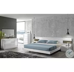 Amora White Lacquer And Stone Slate Platform Bedroom Set