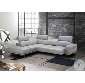 Davenport Light Grey Top Grain Leather LAF Sectional