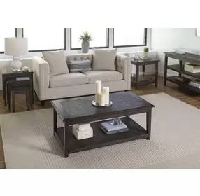 Grey Mosaic Tile Inlay Occasional Table Set