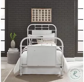 Heritage Series Antique White Twin Metal Bed